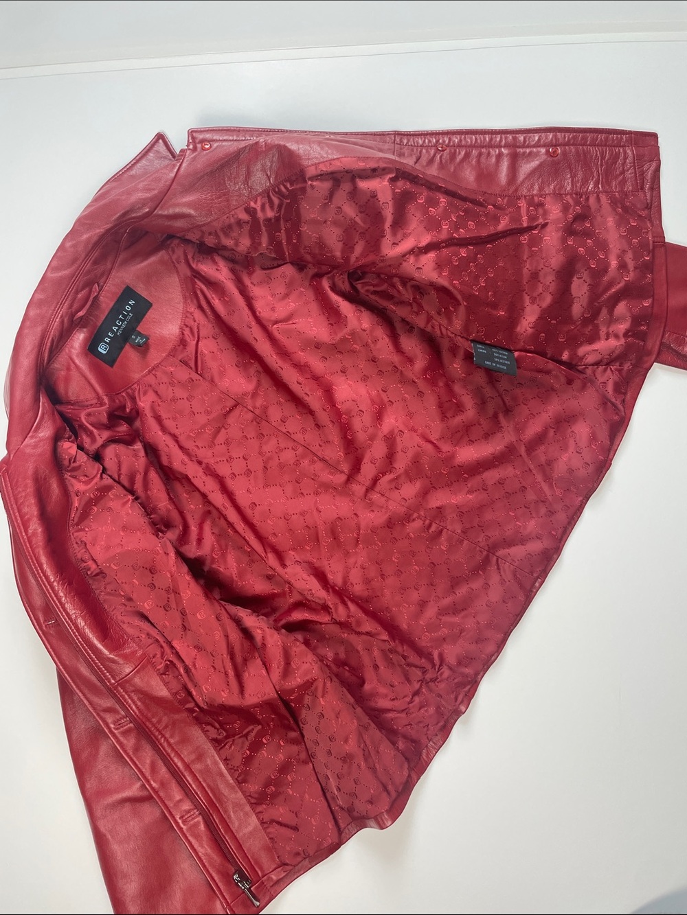 Kenneth Cole Reaction Red Women's Leather Button-Front Jacket - Picture 2 of 10